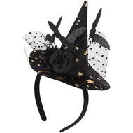Halloween Headband Wearable Witch Cap Headpiece Cosplay Costume Spooky Hairband For Adult Kids Festi