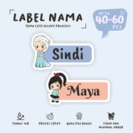 (40-60Pcs) Disney PRINCESS waterproff Name label/cute Name Sticker Print Waterproof Sticker/custom Name Sticker label
