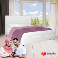 [ FREE 1 X RM99 KING KOIL PILLOW ] ⚡️ PROMOTION ⚡️ White Princess Divan + Headboard Canvas Leather Bed Frame / Katil - King/Queen/Super Single/Single (Mattress / Tilam Not Included)