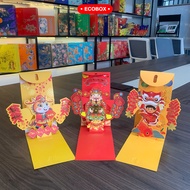 Embossed 3D Red Envelopes Gold Laminated Horse Binh KT 9.5x18cm, High Quality 3D Red Envelopes for W