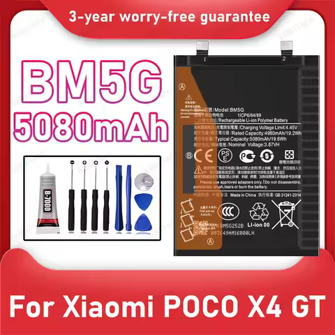 BM5G Battery for Xiaomi POCO X4 GT-5080mAh Capacity Replacement Battery+Free Tools