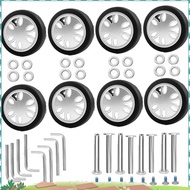 8pcs Luggage Wheels Replacement Kit,Dia 2in/50mm Thick 0.47in/12mm Resistant Rubber Mute Caster Repl