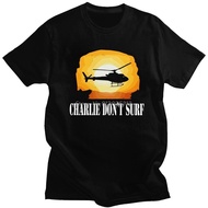 Cool 80s Film Apocalypse Now Quote Tshirt Men Short Sleeve Cotton Tee Charlie Don't Surf T Shirt Vie