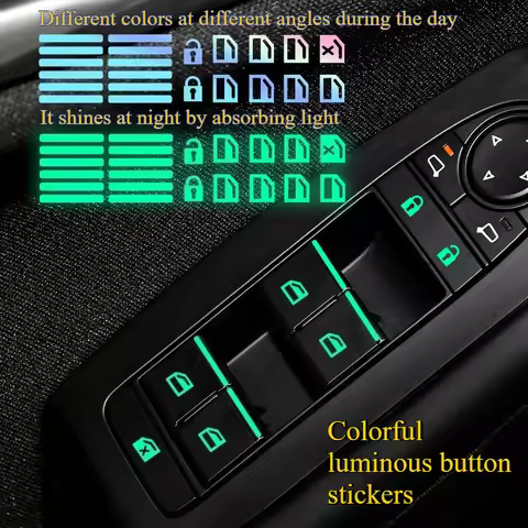 1set Car luminous doors and windows lift button stickers car window control panel decals car interio