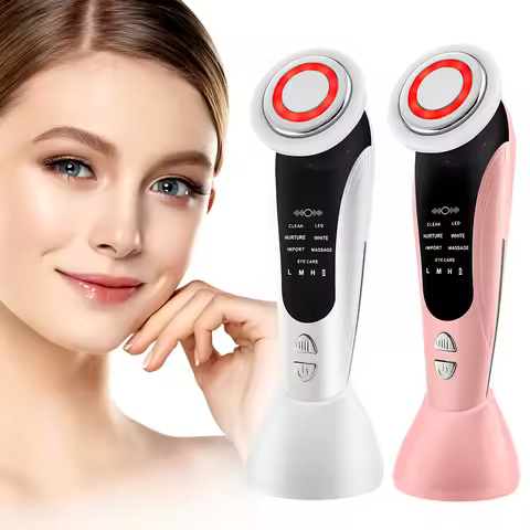 7 in 1 EMS Facial Massager Vibration Hot Compress Skin Care Tool Multifunction Skin Rejuvenation Fac