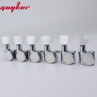 1 Set GUYKER 6 In-line PRO Heads No Screws Locking Tuners Locking Tuning Key Pegs Pearl Tuners Chrom