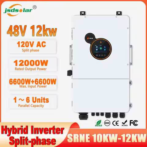SRNE 48v Split Phase 110v 12kw SEI-12K-UP on Grid Hybrid Solar Inverter for Solar System Pv Input Pa