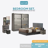 🎁 New Item 🎁 Bedtalk Bedroom Set 4 in 1 | Set Bilik Tidur | 6x8 & 8x8 Almari | Katil | Meja Solek | 