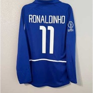 2002-BRAZIL Away long sleeve RONALDINHO RONALDO RIVALDO R.CARLOS Top Quality Retro Jersey Kit custom