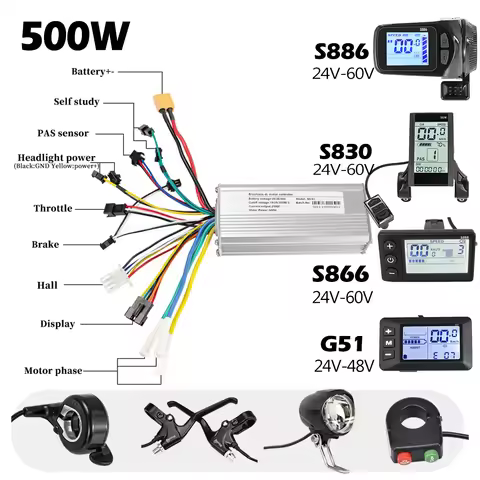 24V 36V 48V 60V Electric Bike Brushless Controller with LCD Display E-bike Accessories Parts E-Scoot