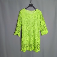 洞洞款編織蕾絲綠色連身洋裝 B1010【點點藏物】