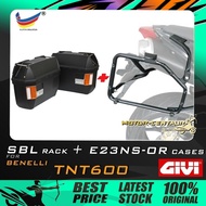 SET KOMBO KOTAK/BOX GIVI E23 E23N-S-OR SIDE CASES + BENELLI TNT 600 SBL SIDEBAG HOLDER