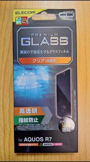 日本 ELECOM FOR SHARP AQUOS R8 PRO及 R7 通用高硬度10H高透明指紋防止鋼化全屏保護貼