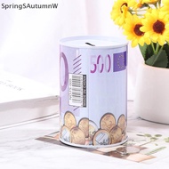 [SpringSAutumnW] Tinplate Cylinder Piggy Bank Euro Dollar Picture Box Household Saving Money Box Bou