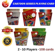 UNO Card Game Series 5 Designs: Pokemon | Minecraft | Avengers | Tom & Jerry | Wild | Family Board G
