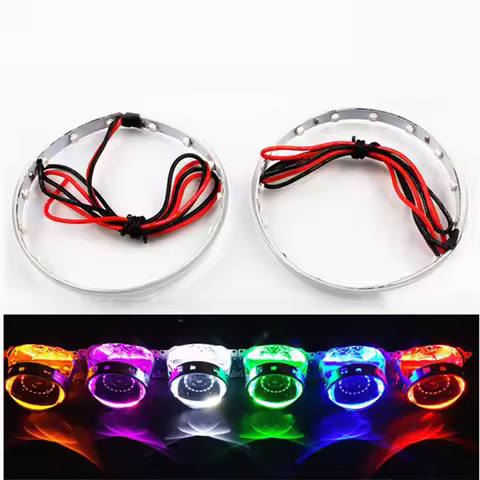 2Pcs DIY Devil Eyes LED Halo Rings Kit 2.5 inch Projector Car Headlight 360 Degree Demon Eyes LED Li