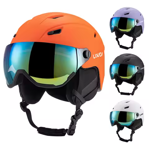 LIXADA Integrated Ski Helmet Men and Women Snowboard Helmet with Removable Visor Goggles Men and Wom