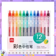 DAPHNE-HOME 12pcs 0.5mm Gel Pen Set, Deli Quick-drying Colored Neutral Pen, Genuine Press Student St