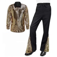 60s 70s Hippie Halloween Costume Adult Disco Singer Dance Shiny Outfit