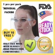 Half Face Shield With Glasses Reusable Spectacles Anti Virus Face Protection Face Mask / Anti-fog Transparent