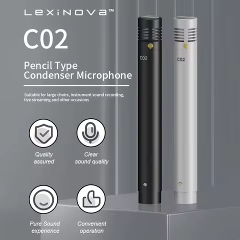 C02 Condenser Small-Diaphragm Suspension Microphone Pencil Type Mic with Shockproof Clip Piano Recor