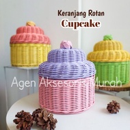 Rattan Cupcake - Cute Rattan Basket Rattan Jar/ Rattan Basket Rattan Storage