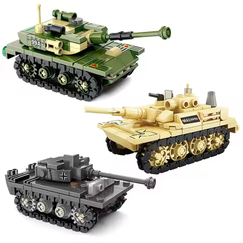 Military WW2 MOC Army King Tiger Tank 99A Main Battle Tanks M1A2 Tank Soldiers Building Blocks Brick