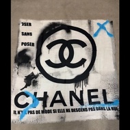 chanel 超獨特款式 超美塗鴉圍巾 100%羊絨  美爆 義大利製
