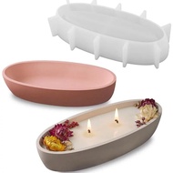 Candle Vessel Silicone Mold Oval Bowl Resin Mold Candle Boat Jar Mold Epoxy Resin Storage Tray Conta