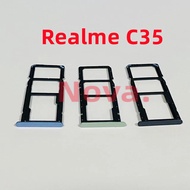 For Realme C35 SIM Card Tray Phone Case Side Cover Cap Cellphone Part