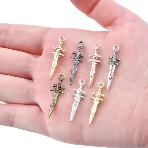 25 Pcs 7 Colors Vintage Dagger Zinc Alloy Charm Pendant Ladies Men's Jewelry Accessories Making Earr
