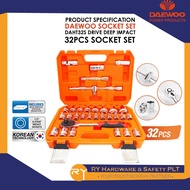 DAEWOO | DAHT32S DRIVE IMPACT SOCKET SET | 32 PCS SOKET SET IMPAK 32 SET UNTUK MEMBUKA NUT TAYAR