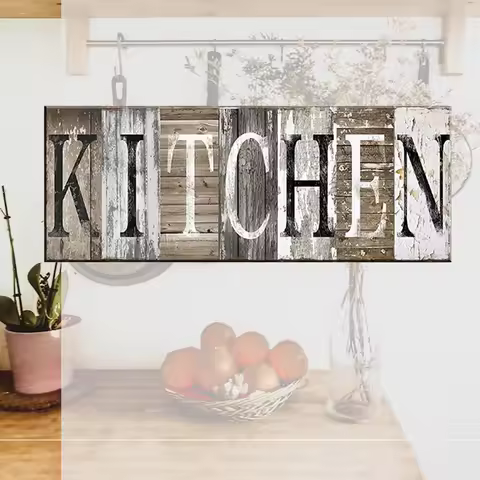 Kitchen Decor,Wood Kitchen Sign Wall Decor Rustic Farmhouse Wooden Framed Wall Art Plaque for Home K