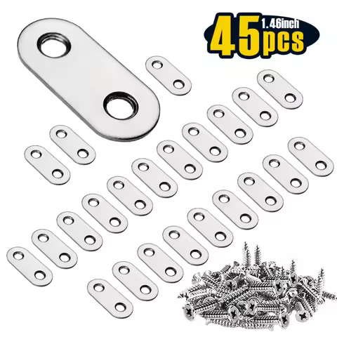 5/18/45 Pcs Flat Straight Corner Brace Plates with Fixing Screws Metal Joining Plate Bracket 37x16x1