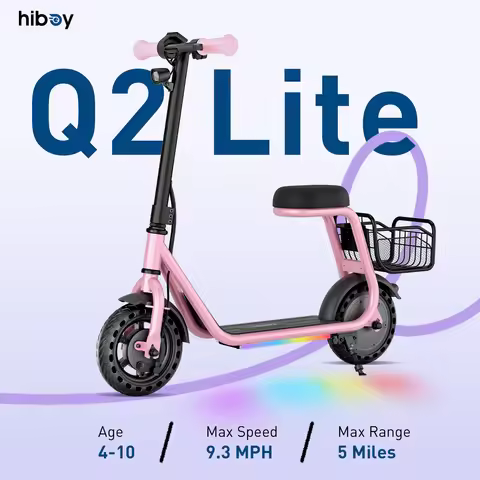 Hiboy Q2 Lite Kids Electric Scooter with Seat 100W Motor 9.3MPH Children E-Scooter UL Certified Batt
