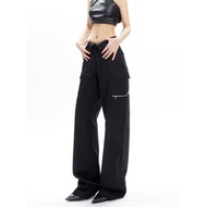 APEA Lapel Overalls Trousers Women 2023 Summer American Retro Hot Girl Loose Straight Casual Floor P