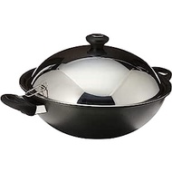 Meyer Cook'N'Look 36cm Chinese Wok with Stainless Steel Lid, Black