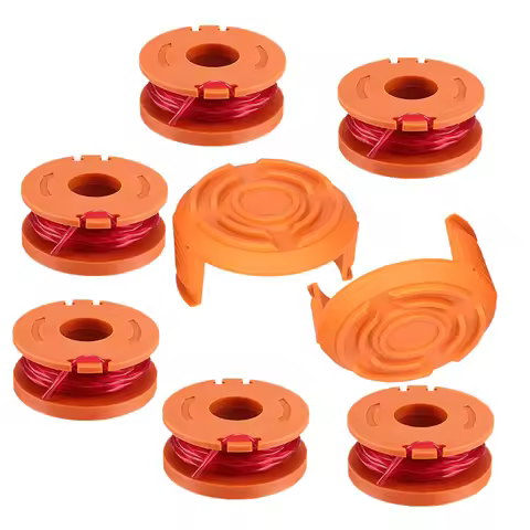 LETAOSK 6Pcs Spool Line WA0004 & 2Pcs Cap Cover WA6531 Fit for Worx Trimmer WG163 WG160 WG157 WG156 