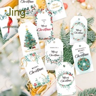 Jing 50Pcs/set Christmas Kraft Gift Tag Hang Label Card with String DIY Xmas Holiday Present Wrap Stamp and Label Package