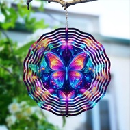Classic Metal Wind Spinner – Blue Butterfly 3D Design, 25cm Kinetic Yard Art, No Feathers, Durable