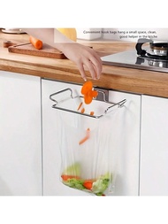 1pc Metal Trash Rack Cabinet Door Garbage Bags Holder Closet Garbage Storage Holder, Kitchen Accesso
