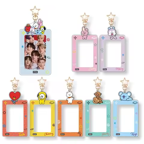 Kawaii BT21 Card Holder Keychain Card Storage Pendant ID Photo Storage Card Bag CHIMMY COOKY KOYA TA