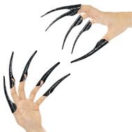 10 Pcs Long Finger Claws ,cuff design Adjustable Black Metal nail rings extension,Halloween articula