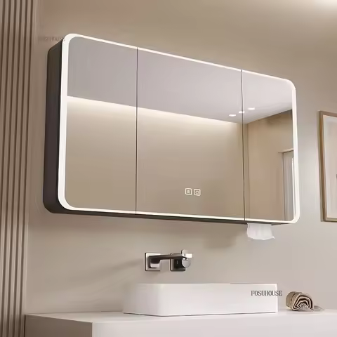 Modern Arc-shaped Smart Bathroom Mirror Cabinets Home Furniture Minimalist Wall-mounted Bathroom Mir