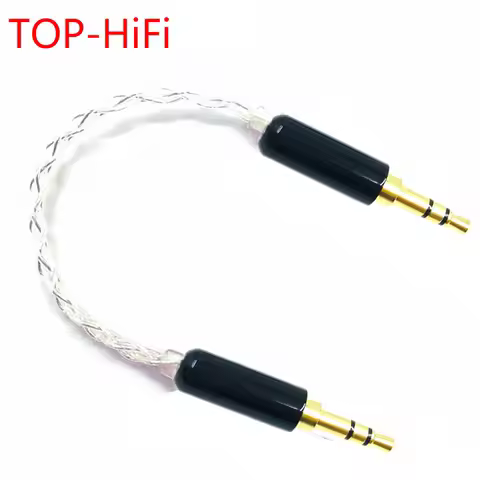 TOP-HiFi 10cm Silver Plated 3.5mm Male to 3.5mm Male Stereo Audio 3.5mm Male to Male Audio Cable Car