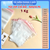 1 Kg Túi zip chỉ đỏ (zip PE zip lock zip viền đỏ) loại dày - tuiniemphong5giay
