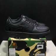 Bape Sta wear-resistant and comfortable black leather low cut casual board shoes