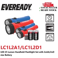 Eveready LED 25 Lumen Handheld Flashlight Set with 2xAA/2xD size Battery (LC1L2A1/LC1L2D1)