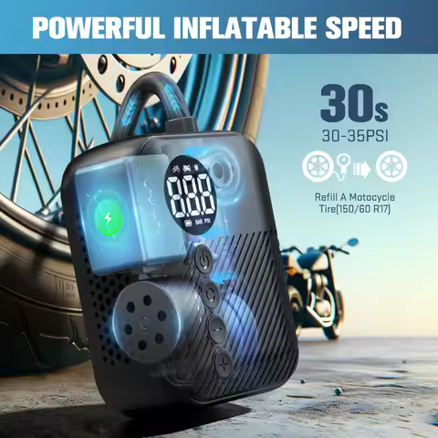 Carsun Mini Rechargeable Air Pump: Portable Digital Display Compressor for Motorcycle, Bicycle & Bal