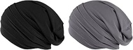 2Pcs Cancer Headwear for Women Chemo Headwear Cancer Hats Soft Sleep Cap Head Coverings for Cancer Patients Women, Black+gray, One Size